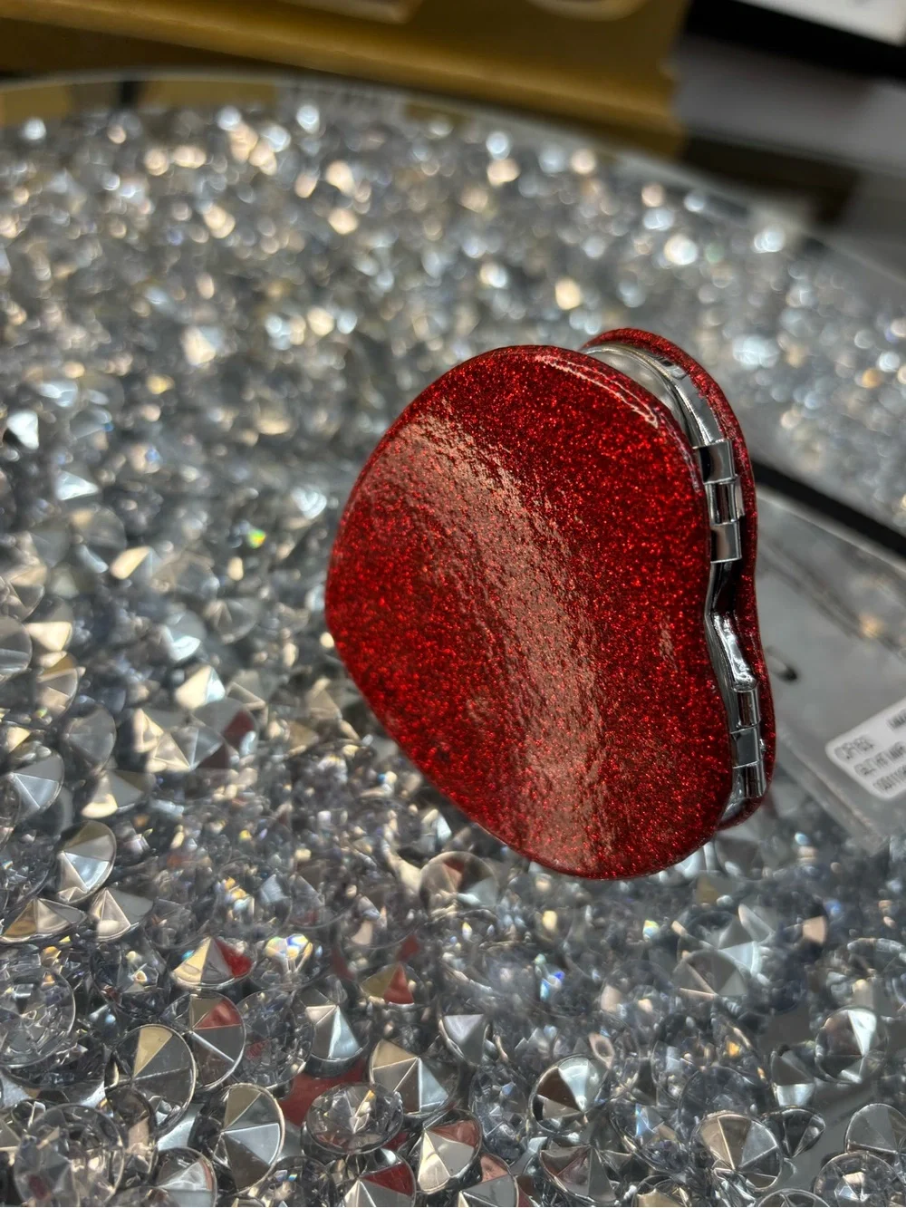 COACH Heart-Shaped Glitter Compact Mirror - Red